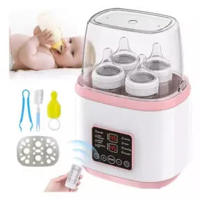 Esterilizador y calientabiberones 2 en 1 con almacenamiento.