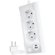 Regleta de Sobremesa Nanocable con 3 Tomás Schuko y 2 USB
