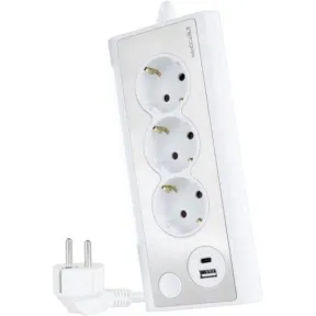 Regleta de Sobremesa Nanocable con 3 Tomás Schuko y 2 USB