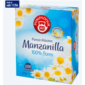 Infusión de Manzanilla POMPADOUR - Pack Ahorro 100 Bolsitas