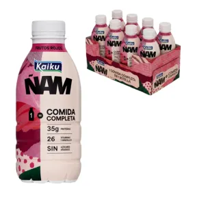 KAIKU ÑAM - Pack de 8 Bebidas de Frutos Rojos, 35g Proteína