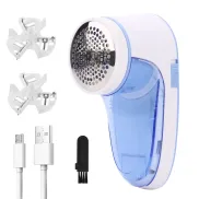 Quitapelusas eléctrico portátil con USB y cuchillas de repuesto.