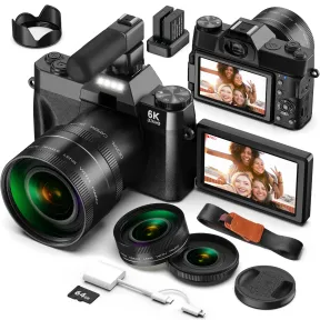 Cámara Digital 6K 64MP con Zoom 16X y WiFi para Vlogging