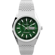 Reloj Timex Q hombre 38mm, esfera verde, pulsera acero inoxidable