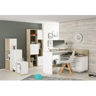 Escritorio Blanco y Roble THALES con 3 Cajones