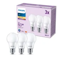 Pack de 3 Bombillas LED Philips 8W E27 Luz Cálida 2700K