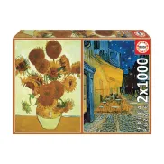 Set de 2 Puzzles Van Gogh: Girasoles y Terraza del Café