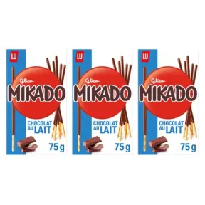 Mikado Chocolate con Leche - 3 cajas de 75 g cada una