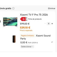Xiaomi TV F Pro 75" 2026 + Altavoz Bluetooth GRATIS
