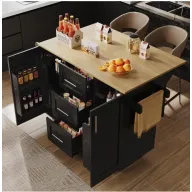 Carrito de Cocina con Estantes y Mesa de Trabajo Extraíble