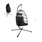 Silla colgante negra TECTAKE con cojín grueso extra