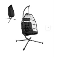 Silla colgante negra TECTAKE con cojín grueso extra