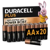 Pilas AA Duracell Plus 20 unidades – Alcalinas 1,5V con POWER BOOST