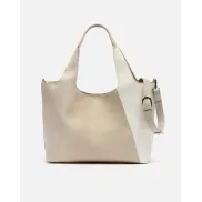 Bolso tricolor de hombro con asa bandolera extraíble.
