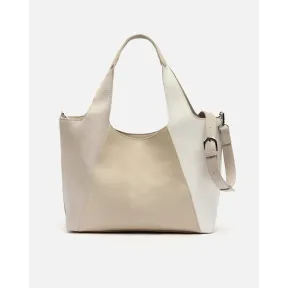 Bolso tricolor de hombro con asa bandolera extraíble.