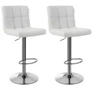 Taburetes de Bar Blancos con Respaldo y Altura Regulable