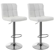 Taburetes de Bar Blancos con Respaldo y Altura Regulable