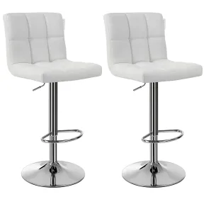 Taburetes de Bar Blancos con Respaldo y Altura Regulable