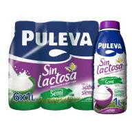 Leche Puleva Semidesnatada Sin Lactosa, Rica en Calcio y Vitaminas