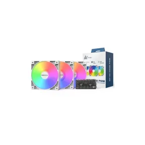 Ventiladores 120mm Montech GF120 aRGB PWM - Pack de 3, Blanco