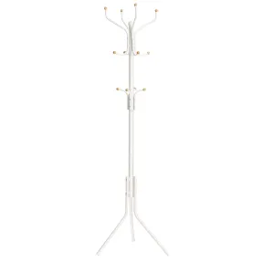 Perchero de Metal de Pie con 12 Ganchos, 182 cm, Blanco