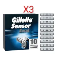 Cuchillas Gillette Sensor Excel para Hombre, Pack de 30 Recambios.