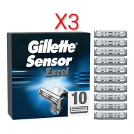 Cuchillas Gillette Sensor Excel para Hombre, Pack de 30 Recambios.