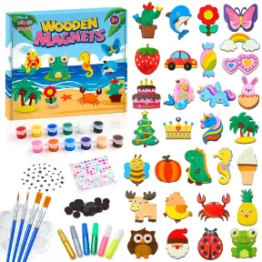 Juego de Imanes de Madera para Niños, 30 Piezas Creativas