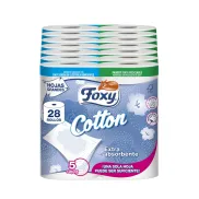 Papel higiénico X2 Foxy Cotton, 28 rollos, 5 capas de algodón