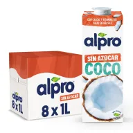 Bebida Vegetal de Coco Alpro Sin Azúcar 8x1L