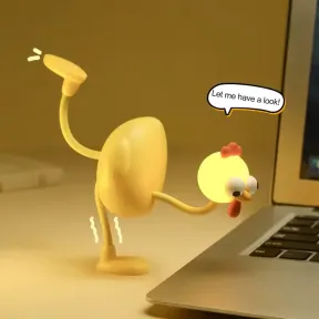 Luz nocturna pollo en amarillo y blanco 18,2 cm