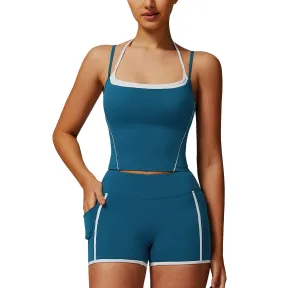 Conjunto deportivo de mujer IDOPIP: top y leggings cortos