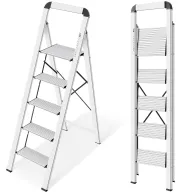 Escalera de Aluminio Plegable KINGRACK con Pasamanos y 5 Peldaños