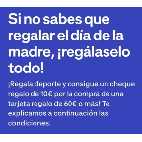 Obtén un cheque regalo de 10€ al comprar una tarjeta de 60€
