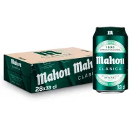 Mahou Clásica 28 Latas de 33cl, Cerveza Lager Suave