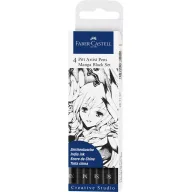 Set de rotuladores Faber-Castell en negro, 4 puntas finas.