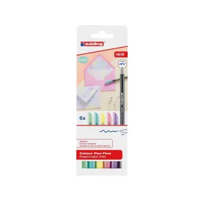 Juego de 6 rotuladores pastel de trazo fino edding 1200