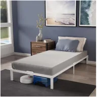 Cama de Metal Blanco 90x190 con Somier y Patas - 35 cm