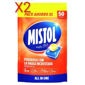 Pastillas Lavavajillas X2.Mistol - 50UDS, Brillo y Desengrasado