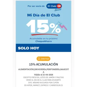 15% de Descuento en Carrefour: Club Hoy, Alimentación y Más