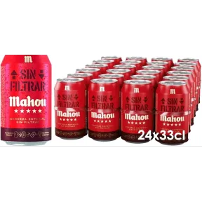 Pack 24 Latas Mahou Sin Filtrar, Cerveza Artesanal Refrescante