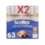 Papel Higiénico Scottex Acolchado - 63 Rollos 3 Capas