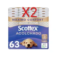 Papel Higiénico Scottex Acolchado - 63 Rollos 3 Capas