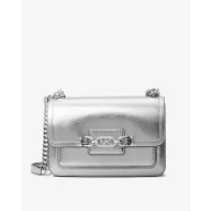 Bandolera Heather de piel plata con asa de cadena de mujer