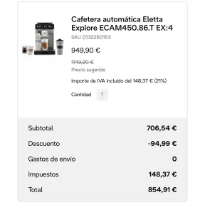 ECAM450.86.T DeLonghi Eletta Explore: Café de calidad