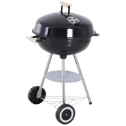 Barbacoa Outsunny negra y plata 48x56x85cm de carbón