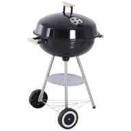 Barbacoa Outsunny negra y plata 48x56x85cm de carbón