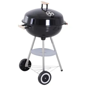 Barbacoa Outsunny negra y plata 48x56x85cm de carbón