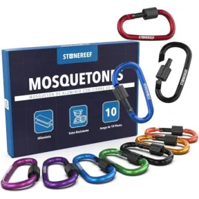 10 Mini Mosquetones en Pack