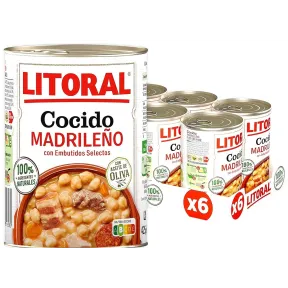 Cocido Madrileño Sin Gluten LITORAL - Pack de 6 Latas 425g